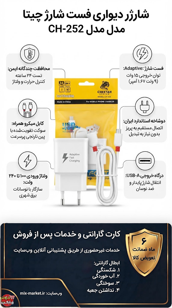 شارژر دیواری فست شارژ چیتا CH-252