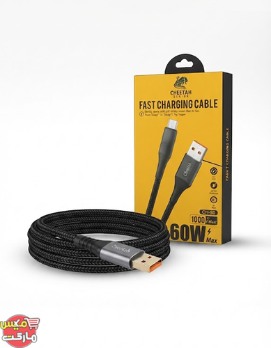 کابل شارژ میکرو یو اس بی 60 وات چیتا Cheetah مدل CH-90 روکش کنفی (طول 1 متر)