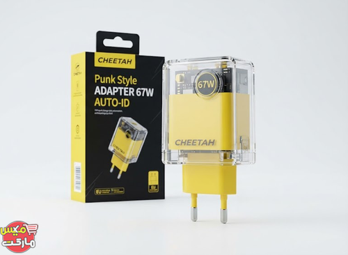 شارژر دیواری 67 وات دو پورت چیتا Cheetah مدل TC-67EU طرح پانک شفاف (Auto-ID)